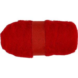 Laine cardée - rouge - 100 g Laine cardée - rouge - 100 g