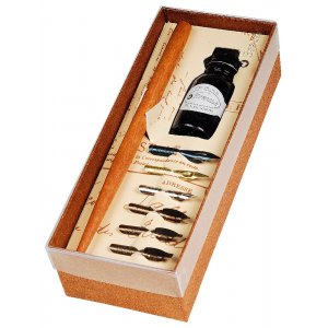 Set de calligraphie avec poignée, 6 épingles et bouteille d'encre Set de calligraphie avec poignée, 6 épingles et bouteille d'encre