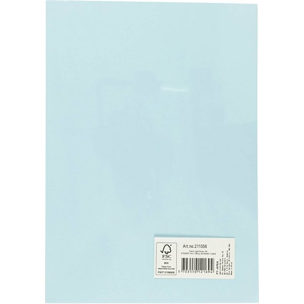 Carton color - bleu clair - A4 - 180 g - 20 feuilles