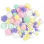 Pompons - couleurs pastel - paillettes - 62 g
