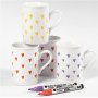 Marqueur pour verre et porcelaine - orange - violet - rouge clair - jaune - semi opaque - 1-2 mm - 4 pcs