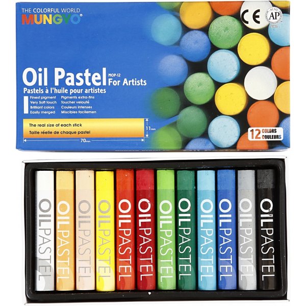 Pastels  l'huile Mungyo - couleurs mlanges - 12 pcs