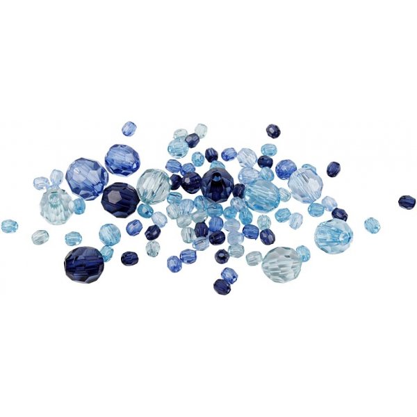 Perles plastiques  facettes Harmony - mixtes - harmonie bleue - 45 g