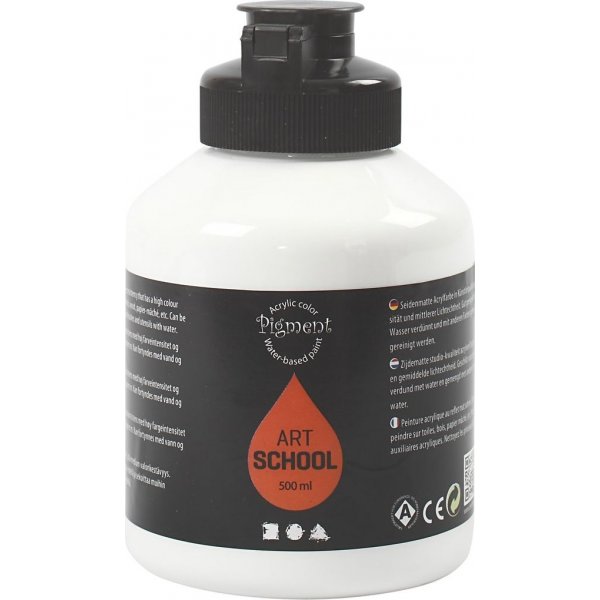 Pigment Art School - blanc - semi-brillant - couvrant - 500 ml