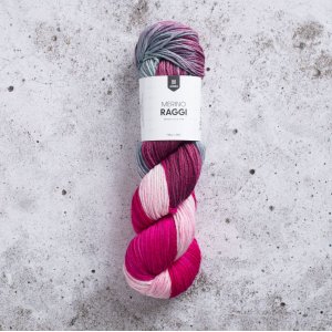 Mérinos raggi 100g - Rouge cerise & rose tendre Mérinos raggi 100g - Rouge cerise & rose tendre