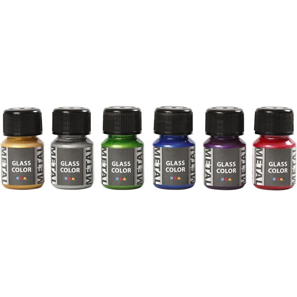Peinture pour verre mtal - couleurs mlanges - 6 x 30 ml