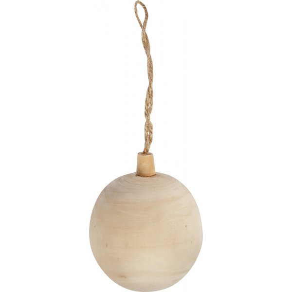 Boule de Nol en bois avec suspension - 6,4 cm