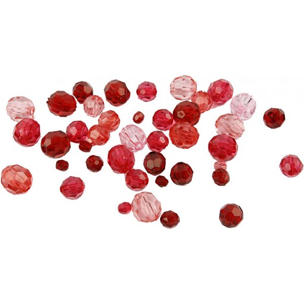 Perles plastiques  facettes Harmony - mixtes - harmonie rouge - 45 g