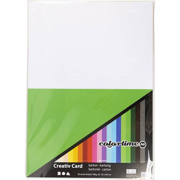 Carton cratif - couleurs mlanges - A2 - 20 pcs