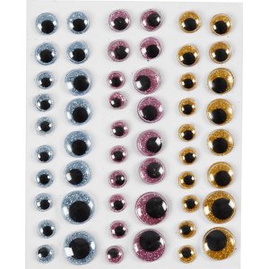 Yeux roulants - bleu clair - or - rouge clair - 54 pcs Yeux roulants - bleu clair - or - rouge clair - 54 pcs