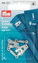 Crochets pour pantalons et jupes couleur argent 9 mm 2 pcs Crochets pour pantalons et jupes couleur argent 9 mm 2 pcs