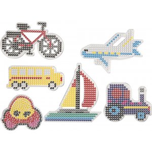 Assiettes perles - voiture - avion - bateau - tracteur - bus et vélo - 6 pcs Assiettes perles - voiture - avion - bateau - tracteur - bus et vélo - 6 pcs