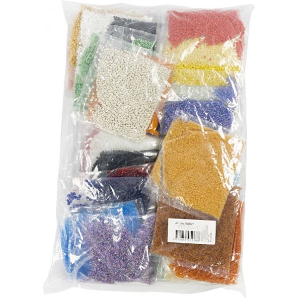 Perles de rocaille - couleurs mlanges - 32 x 100 g