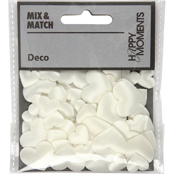Coeurs en satin - blanc cassé - 70 pcs Coeurs en satin - blanc cassé - 70 pcs