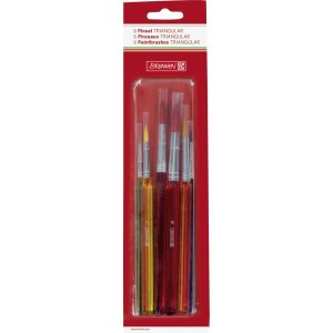 Lot de 6 pinceaux scolaires triangulaires Lot de 6 pinceaux scolaires triangulaires