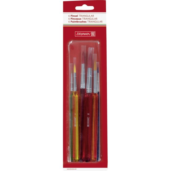 Lot de 6 pinceaux scolaires triangulaires