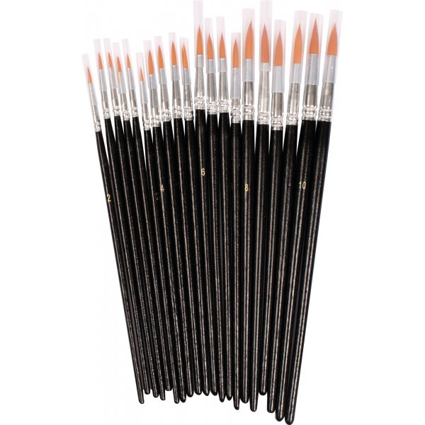 Set de pinceaux synthtiques ronds - 5 tailles - 20 pcs