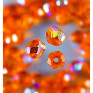 Perles de verre à facettes - orange - rondes, chatoyantes Perles de verre à facettes - orange - rondes, chatoyantes