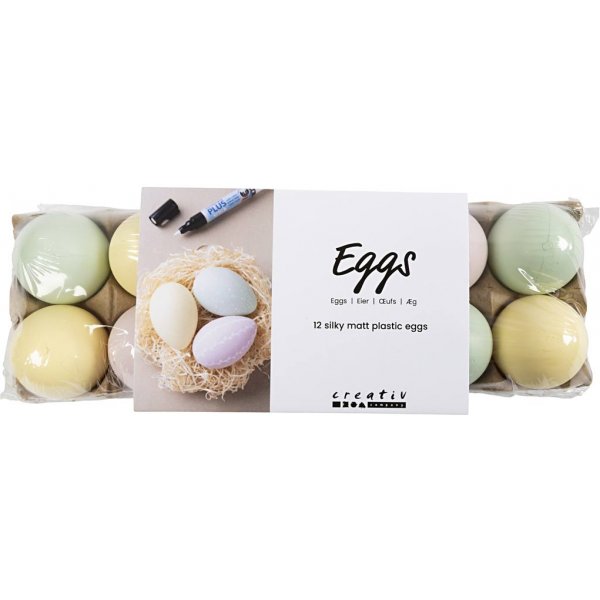 Oeufs en plastique - couleurs pastel - 12 pcs Oeufs en plastique - couleurs pastel - 12 pcs