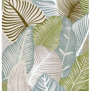 Toile cirée élégance grandes feuilles bleu/vert Toile cirée élégance grandes feuilles bleu/vert