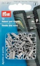 Crochets et crochets en acier doux No. 9 couleur argent, 12 pices