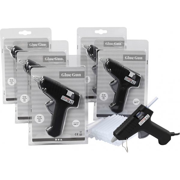 Pistolets  colle avec colle -130C - Basse temprature - Lot de 6 pistolets et 200 btons de colle