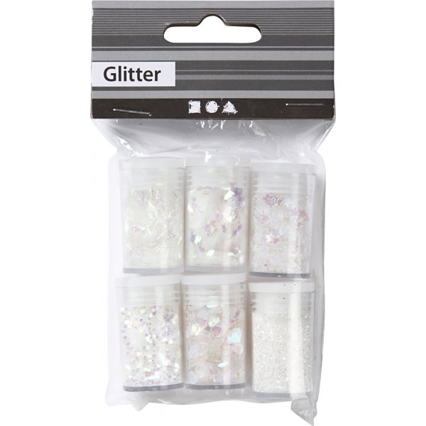 Paillettes et paillettes - blanc - 6 x 5 g Paillettes et paillettes - blanc - 6 x 5 g