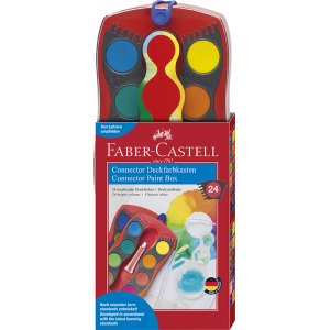 Set de couleurs - Faber-Castell - Boîte de peinture connecteur - Rouge - 24 couleurs Set de couleurs - Faber-Castell - Boîte de peinture connecteur - Rouge - 24 couleurs