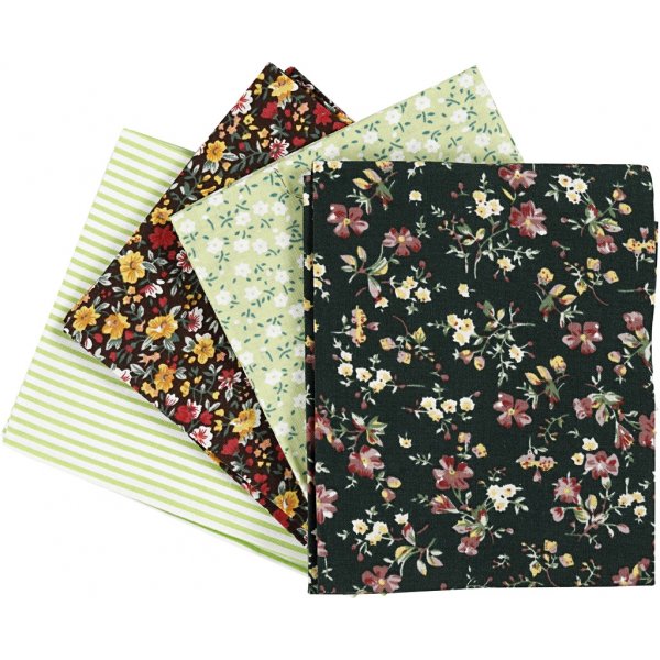 Tissu patchwork - vert - 4 pcs Tissu patchwork - vert - 4 pcs