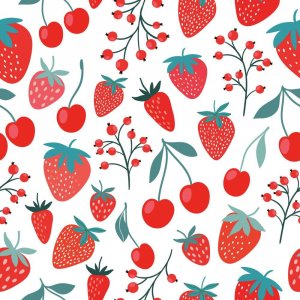 Jersey à motifs 145 cm - Fraises et cerises Blanc Jersey à motifs 145 cm - Fraises et cerises Blanc