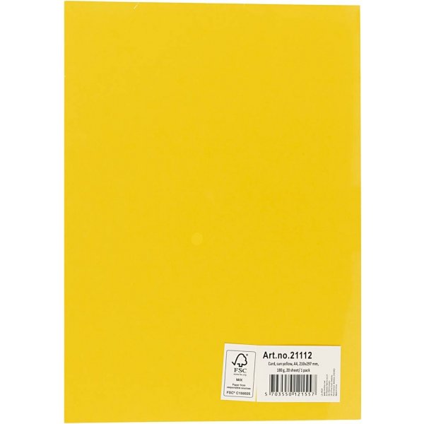 Carton color - jaune soleil - A4 - 180 g - 20 feuilles
