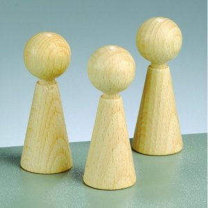 Figurine conique en bois 23 x H 60 mm - paquet de 20 - blanchi Figurine conique en bois 23 x H 60 mm - paquet de 20 - blanchi