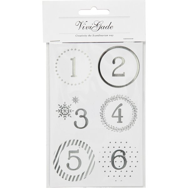 Numros de calendrier - argent - blanc - 4 feuilles
