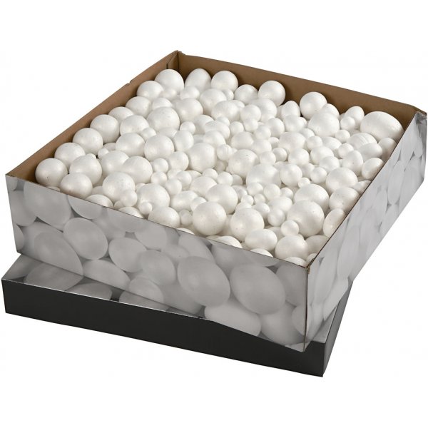 Boules et ?ufs en polystyrne - blanc - 550 pcs