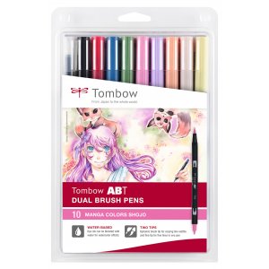 Lot de 10 feutres à double pointe Tombow ABT pour manga et shojo Lot de 10 feutres à double pointe Tombow ABT pour manga et shojo