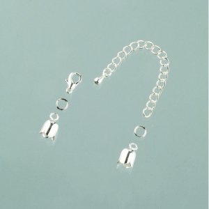 Pièce de fermeture tulipe 6 mm - argentée 1 paire avec chaîne Pièce de fermeture tulipe 6 mm - argentée 1 paire avec chaîne