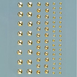 Demi-perles acryliques autocollantes 3 5 7 mm - or brillant paquet de 72 rondes Demi-perles acryliques autocollantes 3 5 7 mm - or brillant paquet de 72 rondes
