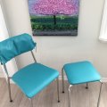 Image client Tissu d'ameublement Vinyle / Similicuir Turquoise - 140 cm