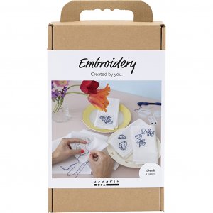 Kit de broderie DIY pour serviettes en lin blanc cassé (4 pièces) Kit de broderie DIY pour serviettes en lin blanc cassé (4 pièces)