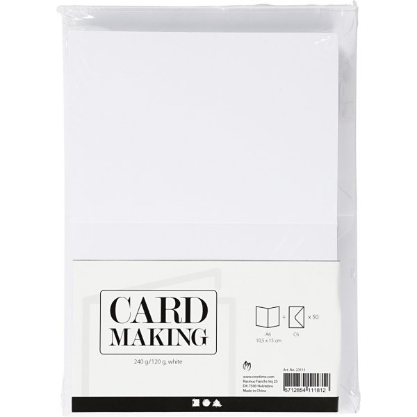 Cartes et enveloppes - blanc - 11,5 x 16,5 cm - 50 sets