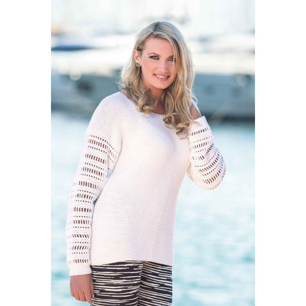 Patron tricot - Pull avec manches au crochet (1408-15)