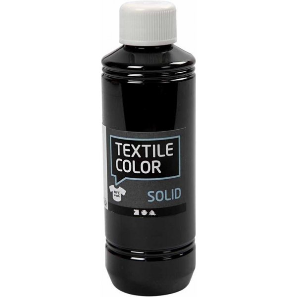 Peinture textile textile solide - noire - couvrante - 250 ml