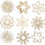 Dcorations en bois - Fleurs - 45 pcs