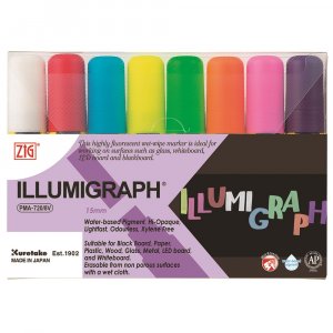 Stylo marqueur ZIG Illumigraph 15mm - 8 couleurs Stylo marqueur ZIG Illumigraph 15mm - 8 couleurs