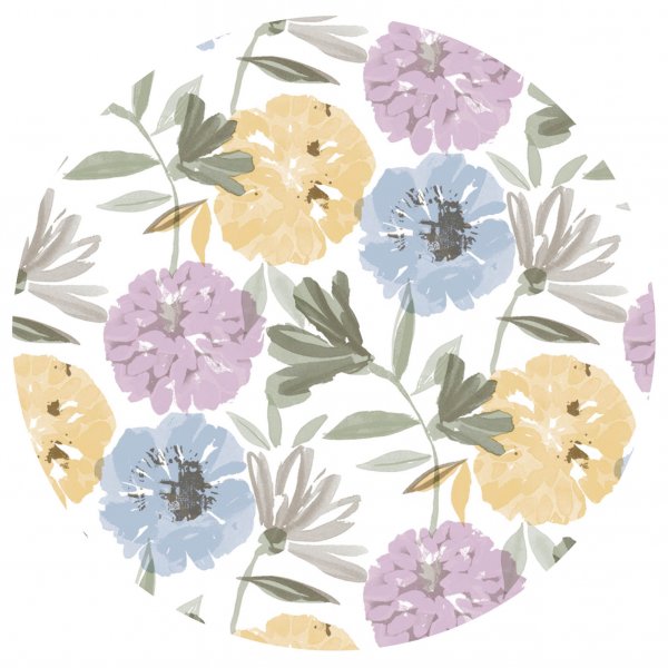 Bche PVC Ronde Fleurs - Multi