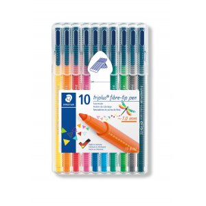 Stylos à pointe fibre Triplus Color en étui 1mm - 10 stylos Stylos à pointe fibre Triplus Color en étui 1mm - 10 stylos