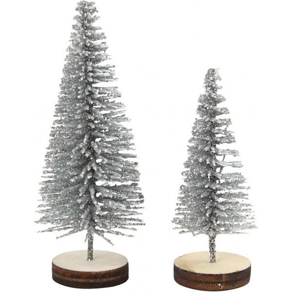 Mini arbres - argent - 5 pcs