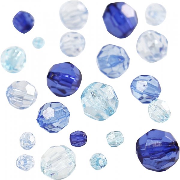 Perles plastiques  facettes Harmony - mixtes - harmonie bleue - 45 g