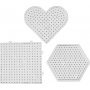 Assiettes perles - transparentes - coeurs - hexagone - carrs - JUMBO - 6 pcs