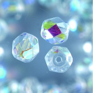 Perles de verre à facettes - claires - rondes, chatoyantes Perles de verre à facettes - claires - rondes, chatoyantes